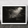 Departure Conceptual Coat Hanger And Hat Near Cliff Edge Wall Art Print