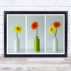 Love Story Triptych Flowers Yellow Orange Vases Together Wall Art Print