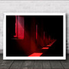 In The Red Temple Abstract Architecture Windows Pattern Wall Art Print