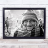 Cheat Stree Portrait Smiling Man Wrapped Up In Clothes Wall Art Print