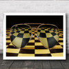 Fly On The Set Chessboard Yellow Distortion Sunglasses Wall Art Print