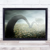 Jumping Tree Creative Edit Edited Leaves Fog Sky Grass Wall Art Print