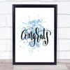 Congratulations Inspirational Quote Print Blue Watercolour Poster Congratulations Inspirational Quote Print Blue Watercolour Poster