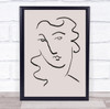 Looking Portrait Illustration Line Art Face Lines Simple Wall Print