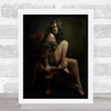 Portrait Of Helen Woman Chair Sitting Mood Bare Legs Wall Art Print