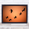 Ready To Land Cranes Animals Wildlife Sunset Landing Wall Art Print