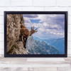 On The Cliff Mountain Goat Balancing Edge Landscape Wall Art Print