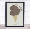 Chocolate Chip Ice-Cream Food Illustration Kitchen Wall Art Print