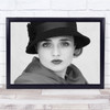 At A Loss Woman Close Up Black Posh Hat Lipstick Wall Art Print