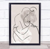 The Hug Line Art Illustration Emotion Embrace Tender Wall Print