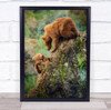 Bear Brown Rock Grizzly Helping Portrait Forest Wall Art Print