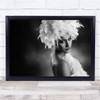 Portrait B&W Hat Fut Fashion Woman Model Glance Wall Art Print