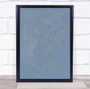 Blue Swimmers Lineart Illustration Gold Golden Wall Art Print