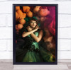 Woman In Green Dress Surrounded By Mannequins Wall Art Print Woman In Green Dress Surrounded By Mannequins Wall Art Print