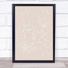 The Swan Beige Woman Line-Art Illustration Wall Art Print