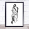 Embrace Hug Love Illustration Watercolour Wall Art Print