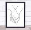 Holding Hands Lines Line-Art Illustration Wall Art Print