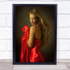 Ronnie Portrait Girl Red Holding Material Wall Art Print