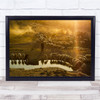 Shepherd Large Herd Of Sheep Water Sunset Wall Art Print