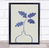 Blue Oak Plant Illustration Leaf Studio Wall Art Print