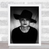 Lady With Hat Woman B&W Portrait Indoor Wall Art Print