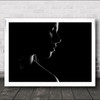 Face Lips Mouth Nose Profile Dark B&W Wall Art Print