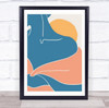 Blue Shoulder Woman Illustration Sun Wall Art Print