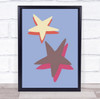 Blue Star Stars Illustration Graphic Wall Art Print
