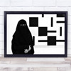 Woman Veil Eyes Hidden Black Squares Wall Art Print