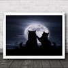 Romantic Date Cat Humor Night Moon Wall Art Print