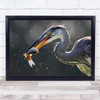Grey Heron Catching Fish Catch Wall Art Print