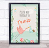 Stork With Baby Shower Green Please Help Yourself Drinks Personalized Party Sign