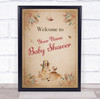 Vintage Cute Deer Welcome To Baby Shower Personalized Event Party Sign