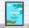 Happy Dinosaur Tail Light Blue Birthday Personalized Event Party Decoration Sign