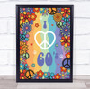 I Love 60's Birthday Hippie Peace Bright Floral Personalized Event Party Sign