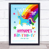 Happy Hippy Rainbow Unicorn Welcome To Birthday Personalized Event Party Sign