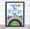 Circular Racing Car Track Cute Animals Birthday Personalized Event Party Sign