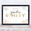 Garden Birthday Gold & Rose Personalized Event Occasion Party Decoration Sign