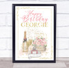 Birthday Gold Champagne Celebration Age & Name Personalized Event Party Sign