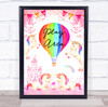 Pretty Pink Unicorn And Rainbows Play Area Birthday Personalized Party Sign