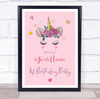 Pink Unicorn Closed Eyes Birthday Personalized Event Party Decoration Sign
