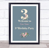 Formal Floral White Border Welcome Birthday Personalized Event Party Sign