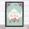 Welcome Tea Silhouette Tea Pot Pink Floral Personalized Event Party Sign