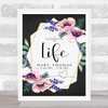 Purple Flowers & Gold Geometric A Celebration Of Life Funeral Personalized Sign