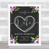 Purple Bouquet & Chalk A Celebration Of Life Heart Funeral Personalized Sign