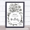 Black And White Floral Circle Welcome To Hen Do Personalized Event Party Sign