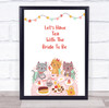 Cartoon Animals Let's Have Tea With Bride To Be Hen Personalized Party Sign