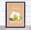 Office Blonde Hair Headphone Simple Laptop Room Personalized Wall Art Sign