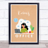 Office Black Hair Headphone Simple Laptop Room Personalized Wall Art Sign