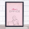 Line Art Woman And Laptop Mum's Office Room Personalized Wall Art Sign